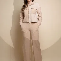 Global Republic Striped Shirt Collar Long Sleeves Shirt With Trouser-image-58