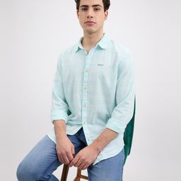 Pepe Jeans Men Spread Collar Solid Cotton Casual Shirt-image-88