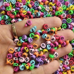Alphabet Beads for Jewellery, Bracelet Making Multicolour 40GM-14