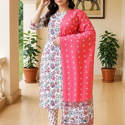 SZN Women Ethnic Motifs Printed Kurti with Trousers & With Dupatta-picture-43