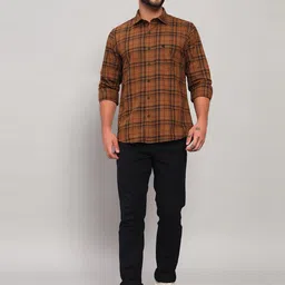 Cantabil Men Original Tartan Checked Spread Collar Regular Fit Cotton Casual Shirt-image-84