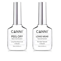 CANNI Set Of 2 Long Wear Top Coat Peel Off Base Coat Gel - Transparent - 18ml Each-image-75