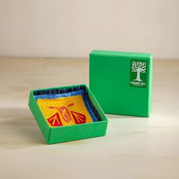 FREEDOM TREE Set Of 2 Yellow & blue Printed Square Coasters image 3