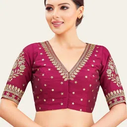 Studio Shringaar V-Neck Embroidered Saree Blouse-36