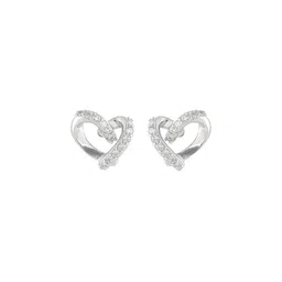 Shyne Jewels Rhodium-Plated 925 Sterling Silver CZ Studded Heart Shaped Studs-15
