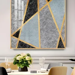 THE NEXT DECOR Grey Modern Muse Glass Finish Square Wall Art-picture-54