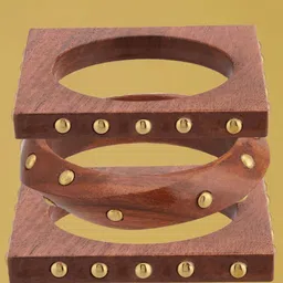 ATIBELLE Set of 3 Gold-Plated Wooden Bangles-40
