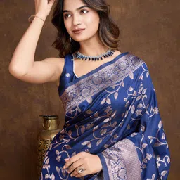 DIVASTRI Woven Design Zari Pure Silk Banarasi Saree-image-95