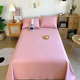 JC HOME Pink 140 TC King Bedsheet with 2 Pillow Covers-image-90