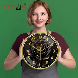 RANDOM Black & Green Printed Traditional Round Shaped Wall Clock image 2