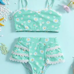 YK Girls Printed Top & Shorts Swim Set-image-52