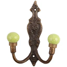 IndianShelf Yellow & Brown Crackle Printed Ceramic Wall Hooks-image-6