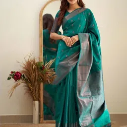 Anouk Ethnic Motifs Zari Banarasi Saree-image-35