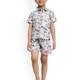 Funny Bones Clothings Boys Boat Printed Shirt With Shorts-image-69