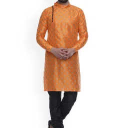 VEERA PARIDHAAN Floral Woven Design Straight Jacquard Kurta-image-64