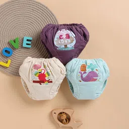 Unfab Infants Girls Pack Of 3 Assorted Printed Pure Cotton Basic Briefs CGGP001-03-6