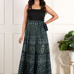 Style Shoes Block Printed Cotton Wrap Around Maxi Skirt-image-77