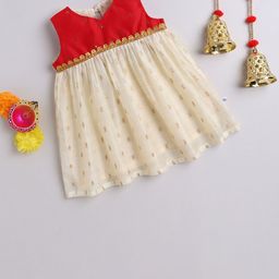MANY FROCKS & Infant Girls Embellished Printed Fit & Flared Ethnic Dress-31