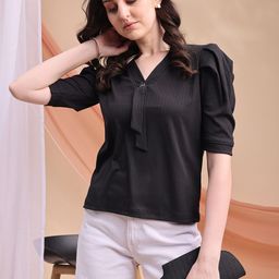 Kinjo Women Solid Waist Tie-Ups Regular Top-image-15