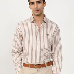Andamen Semi Casual Men Cotton Linen Stripe Slim Fit Shirt-image-20