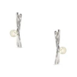 BHIMA 925 Sterling Silver Pearls Studded Circular Shaped Hoop Earrings-image-24