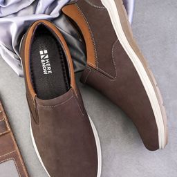 HERE&NOW Men Nubuck Slip-On Sneakers-image-96