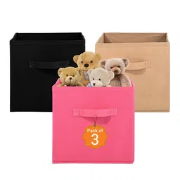 Kuber Industries Pink & Black 3 Pieces Multi-Utility Organisers-17