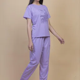 AWIBE Women Typography Print Cotton T-shirt & Trousers Co-ord Set-picture-43
