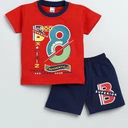 TINY BINY Boys Printed Round Neck Pure Cotton T-Shirt With Shorts-image-61