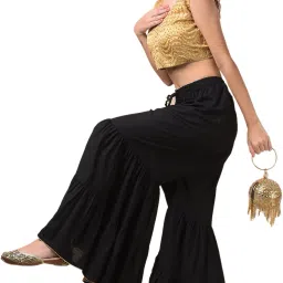 Women Regular Fit Black Viscose Rayon Trousers-image-70