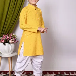 Cae Boys Floral Embroidered Regular Sequinned Kurta with Patiala image 4