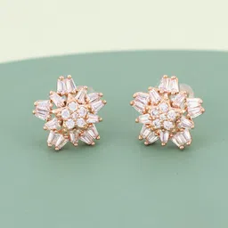 Kushal's Fashion Jewellery Rose Gold Plated Zircon Studded Classic Studs Earrings-image-37