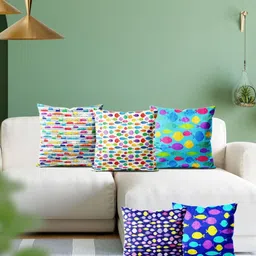 ArtzFolio Multicoloured Set of 5 Velvet Square Cushion Covers-picture-6