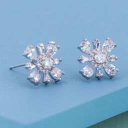Kushal's Fashion Jewellery Rhodium-Plated Zircon Studded Party Classic Studs Earrings-image-94