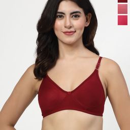 LILY Bra Pack of 3 Full Coverage Seamless Non Padded T -Shirt Bra-picture-49