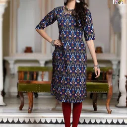 Moda Rapido Selection Of 2 Floral Printed Round Neck Straight Kurtas-image-77