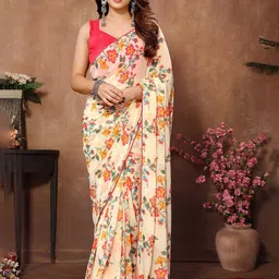 KALINI Floral Printed Ready to Wear Saree With Embroidered Border-picture-45