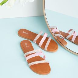 Inc 5 Women Striped Open Toe Flats-image-96
