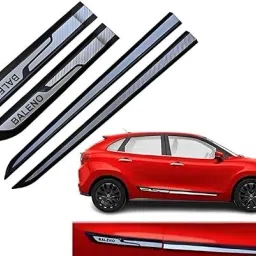 Car Door Side Beading Silver Black Compatible for Baleno All Models Set of 4 Pcs Glossy NA Baleno Side Garnish-picture-1