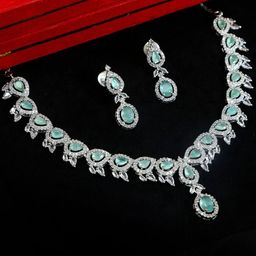 Rangrozo Jewellery Silver-Plated Artificial Stones Studded Jewellery Set-image-92