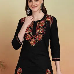 VAHSON Women Ethnic Motifs Embroidered Chikankari Kurti-image-64