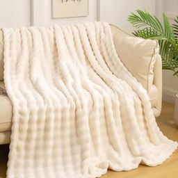 Nivasam Bubble Beige Fleece AC Room 300 GSM Double Bed Blanket-55