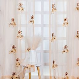 Parda Online Brown & Gold-Toned Floral Sheer Long Door Curtain-image-46