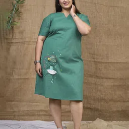 Curvy Lane Women Embroidered A-Line Dress-image-27