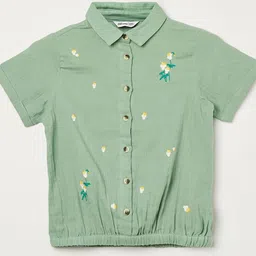 Fame Forever by Lifestyle Girls Floral Embroidered Cotton Shirt Style Top-image-33