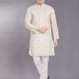 DIVISIVE Men Floral Printed Thread Work Kurta-image-29