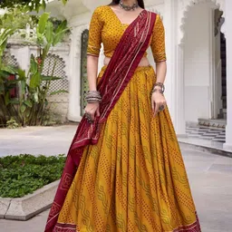 LOOKNBOOK ART Printed Ready to Wear Lehenga & Unstitched Blouse With Dupatta-picture-33