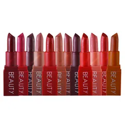 A.D.S Set Of 12 Beauty Transfer Proof Long Lasting Lipstick - 4.5gm - A0171-4