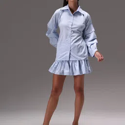 Obleka Shirt Collar Shirt With Ruffle Skort Co-Ords-picture-32