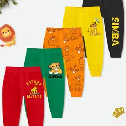 YK Disney Infant Boys Pack Of 5 Printed Cotton Mid Rise Joggers-52